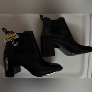 Jeffrey Campbell Glossy Black Ankle Booties Water Resistant for the Rain